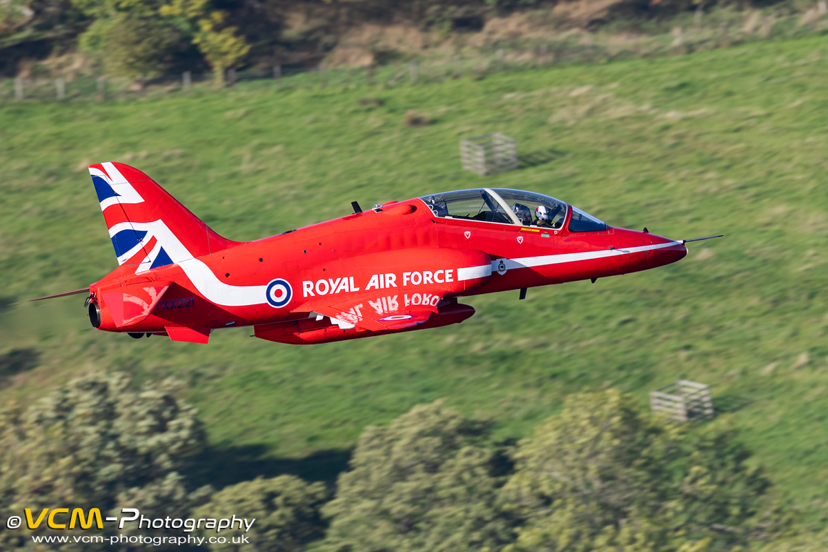 BAE Systems Hawk T.1A, serial XX221 of the Red Arrows Low Level