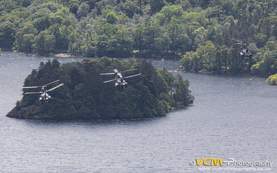 Three Chinook helicopters