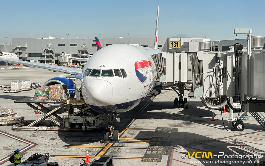 British Airways Boeing 777 awaits at LAX